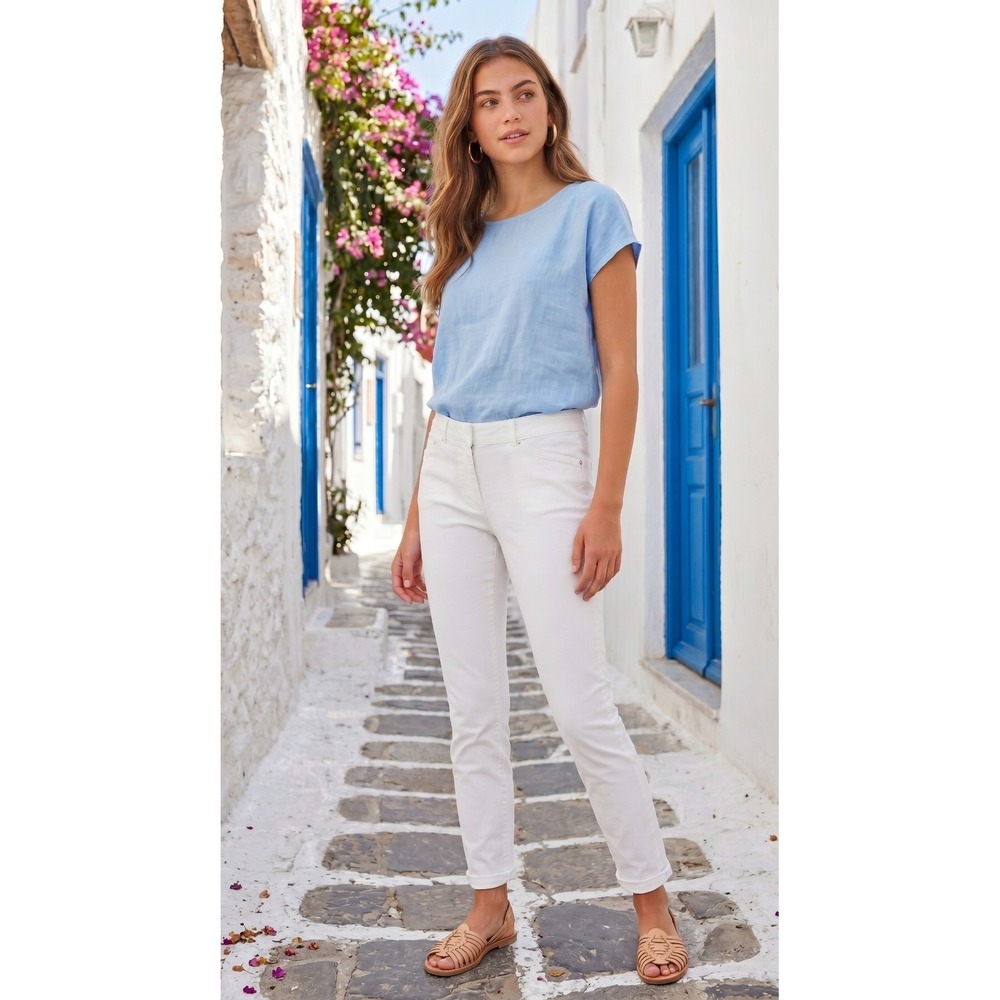 Alfani White Cotton Spandex Slim‎ Leg Ankle Pant Coastal Preppy Sz. 12